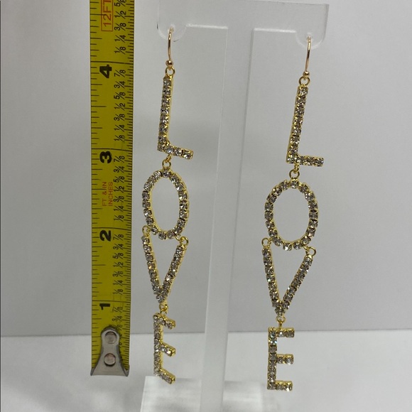 Heart of Gold LOVE Drop Earrings - Picture 3 of 3